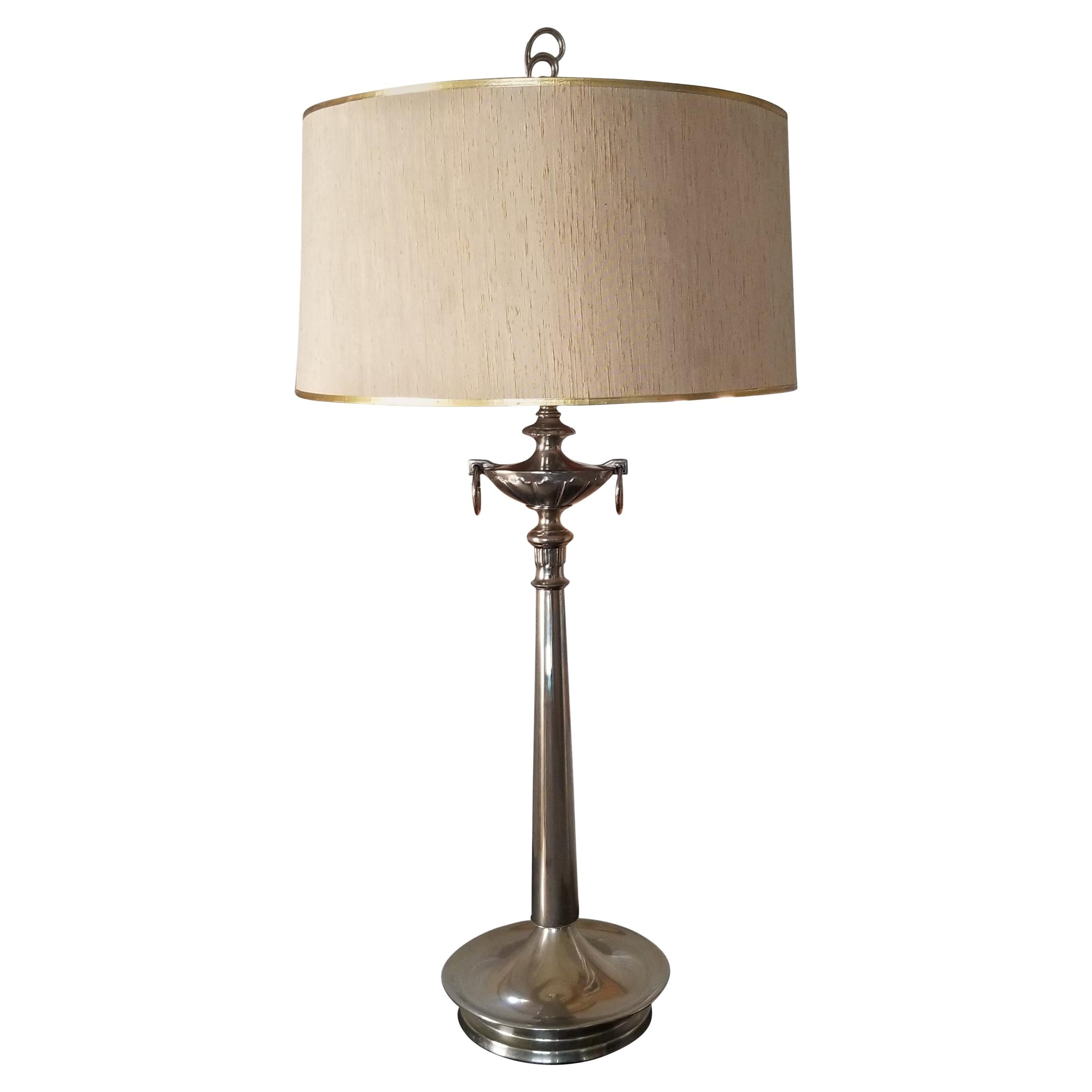 1950s Regency Table Lamp Silver Attributed to Stiffel Lamp Co