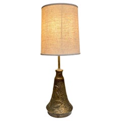 Relief Table Lamp Faux Hammered Bronze in Style of Antoni Gaudi 1970s