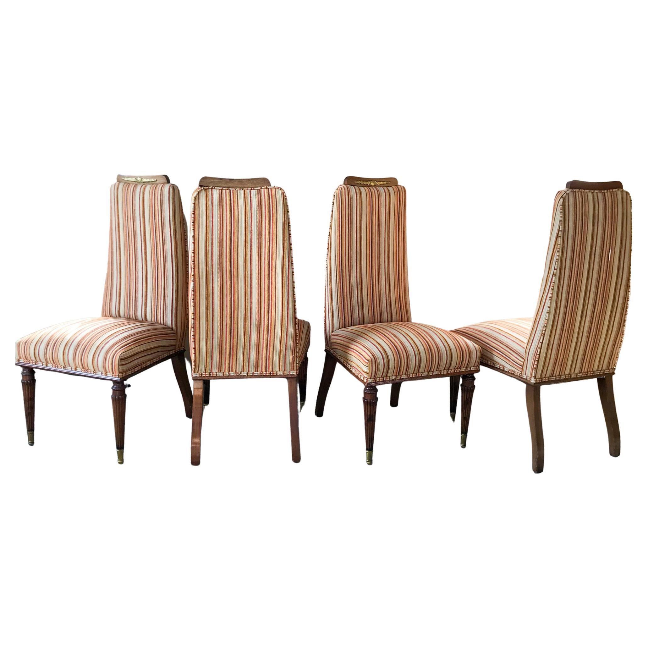 1950s Italian Dining Chairs Set of Four Vittorio Dassi Neoclassical Relief 