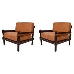 1960s Brazilian Lounge Chairs Rosewood & Leather Sergio Rodrigues Sao Paulo