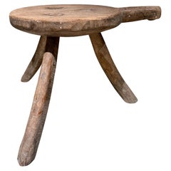 Rustic Mesquite French Milking Stool, Pierre Jeanneret Style, 1900s
