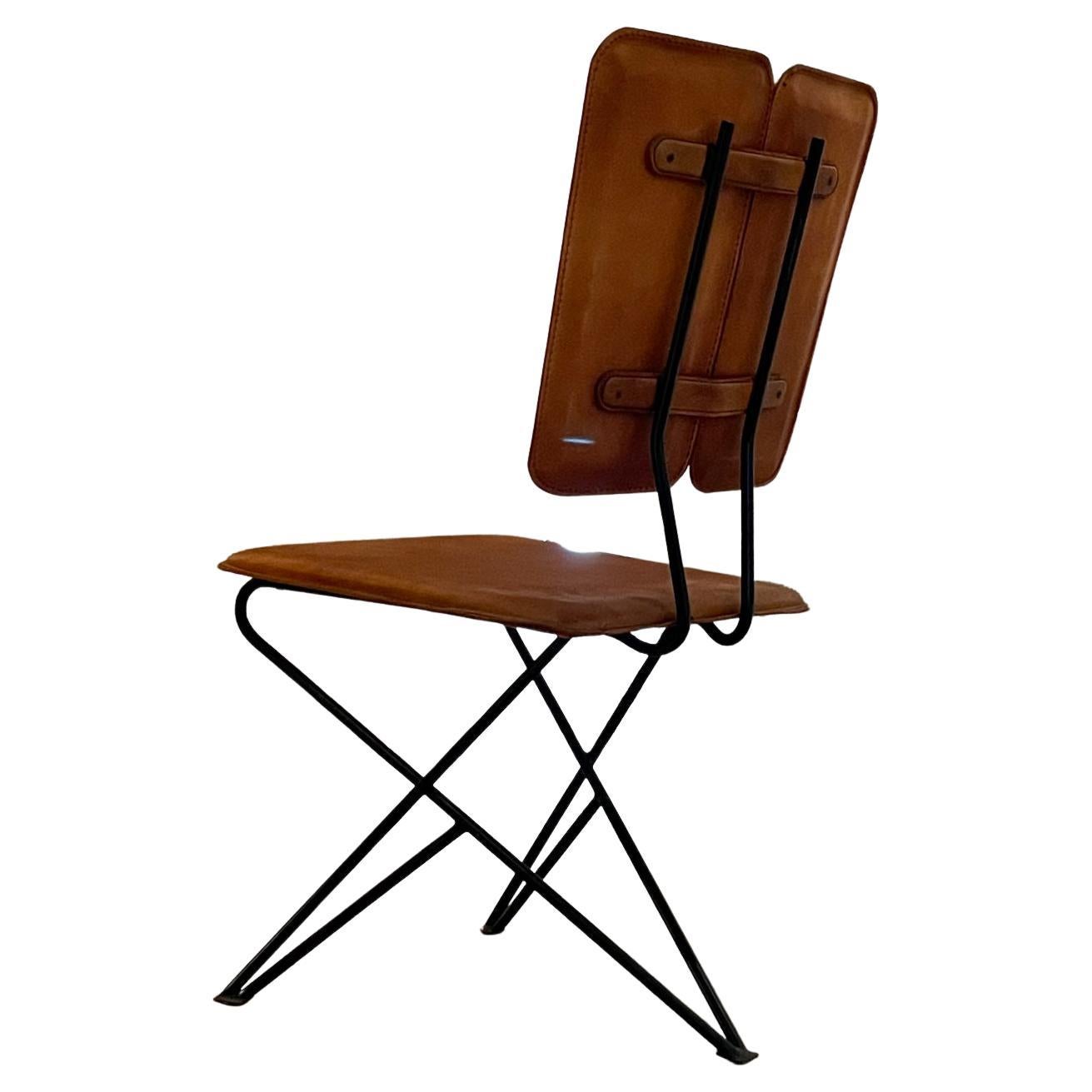 Pablex Leather Tripod Chair Pablo Romo for AMBIANIC For Sale