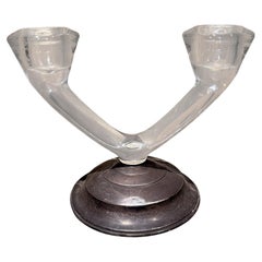 Wm. Candelabro Rogers Sterling in argento e vetro in stile Mid-Century Modern, USA