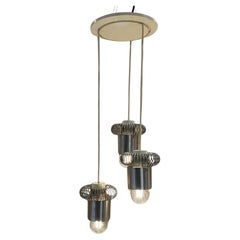 Vintage 1960s Attributed Philippe Rogier French Silver Chandelier Three Light Pendant