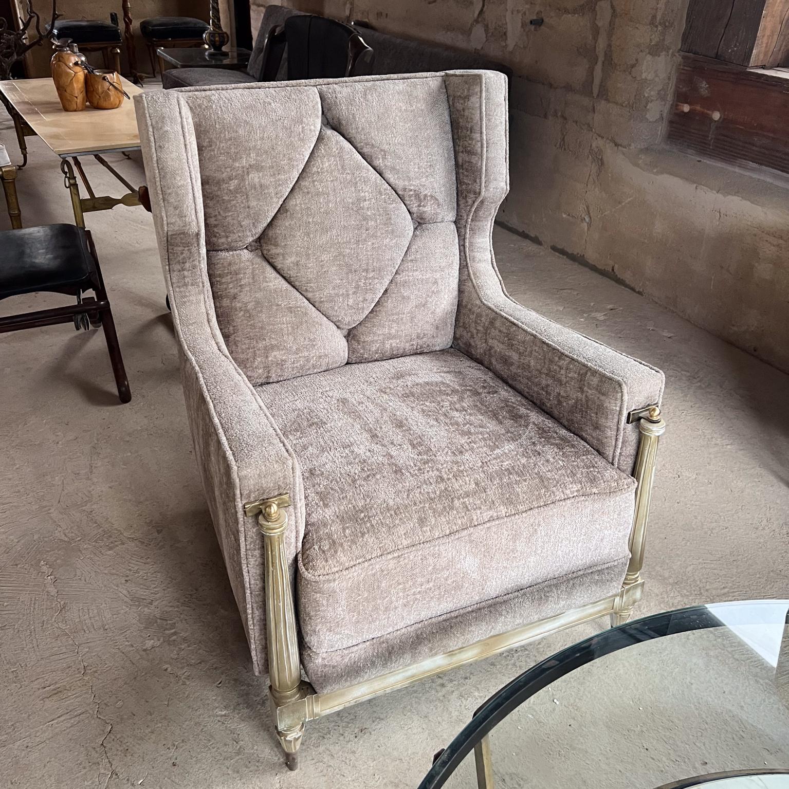 1950s Stately Gray Armchairs Mahogany & Bronze by Arturo Pani For Sale 13