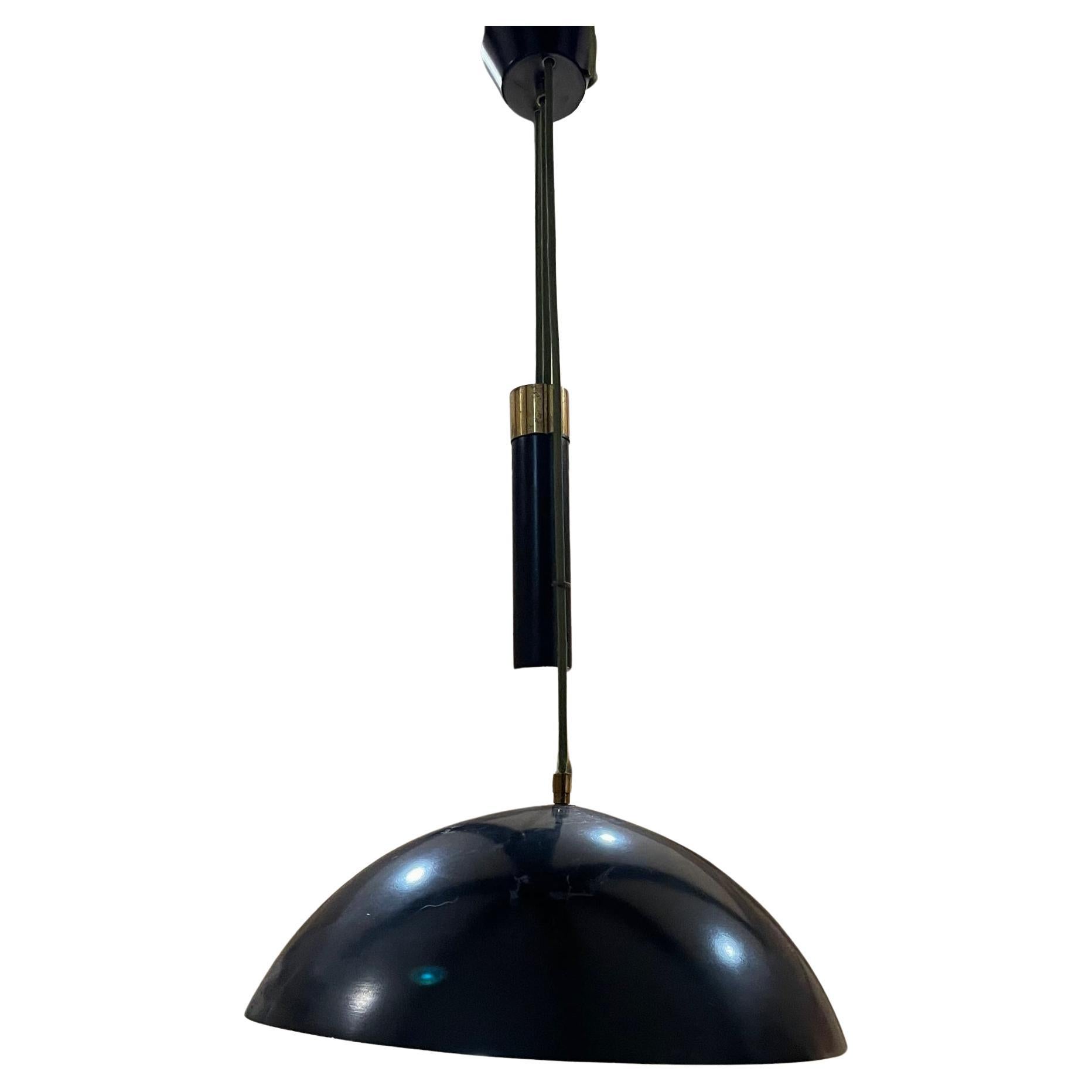 1950s Stilux Milano Black Adjustable Suspension Lamp Italy
