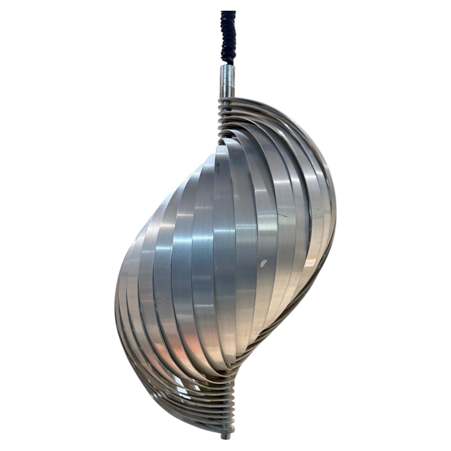 1970s Henri Mathieu French Ceiling Pendant Aluminum Spiral