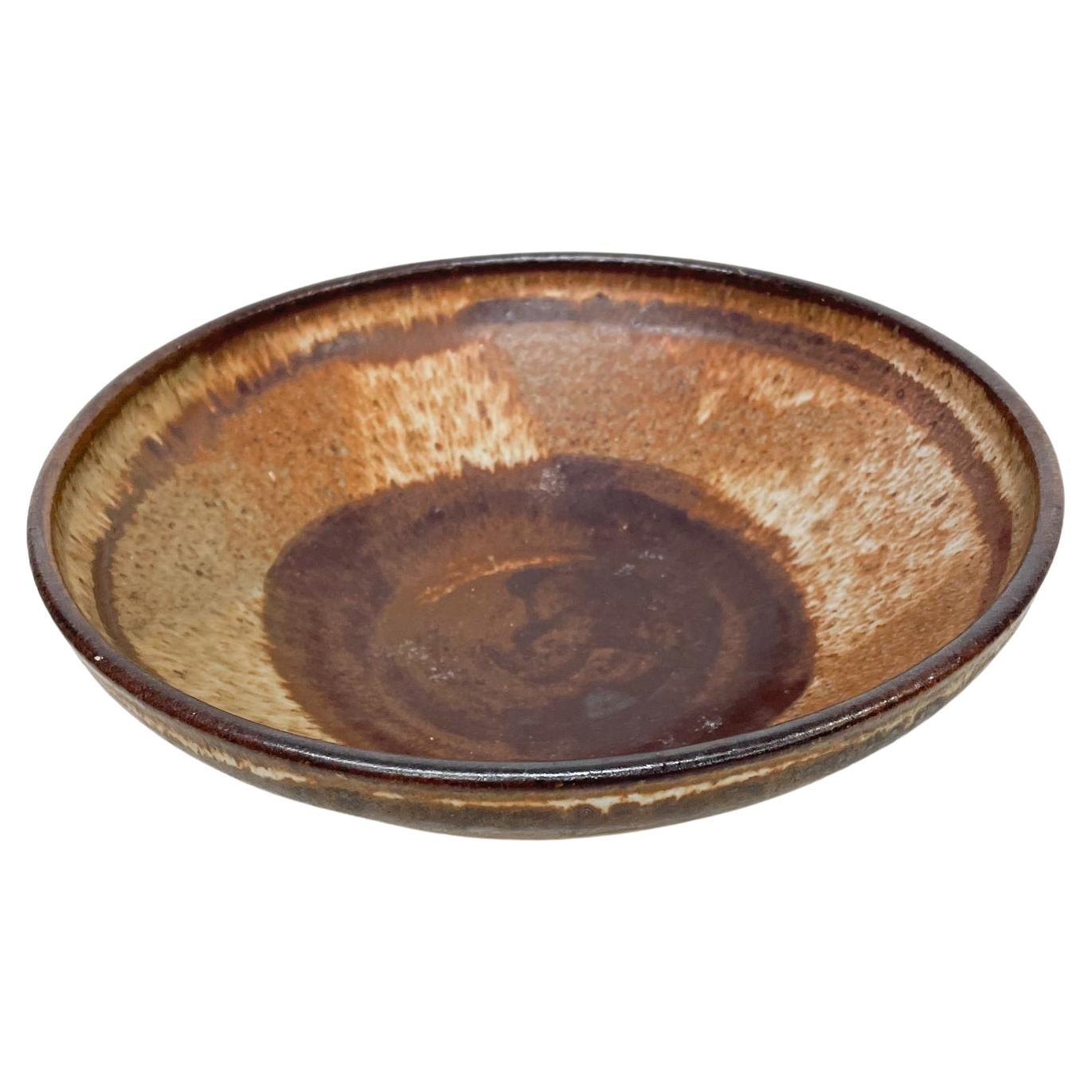 1977 Speckled Art Pottery Bowl Signed Rucker