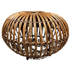 1950er Franco Albini Vintage Polsterhocker aus Rattan mit Ottomane Fußstütze aus Italien