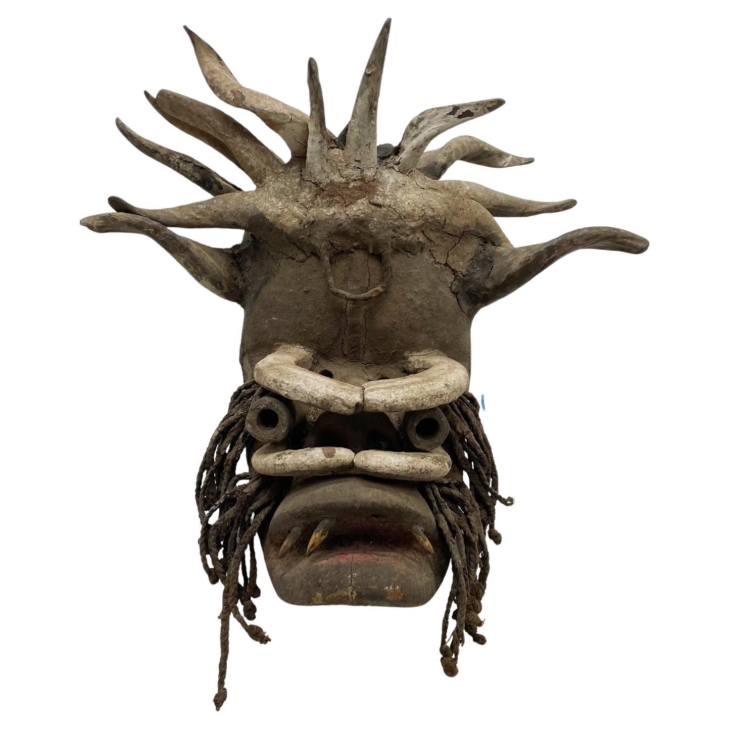 Style of Protective Spiritual African Dan Mask Wood Wall Sculpture Decor