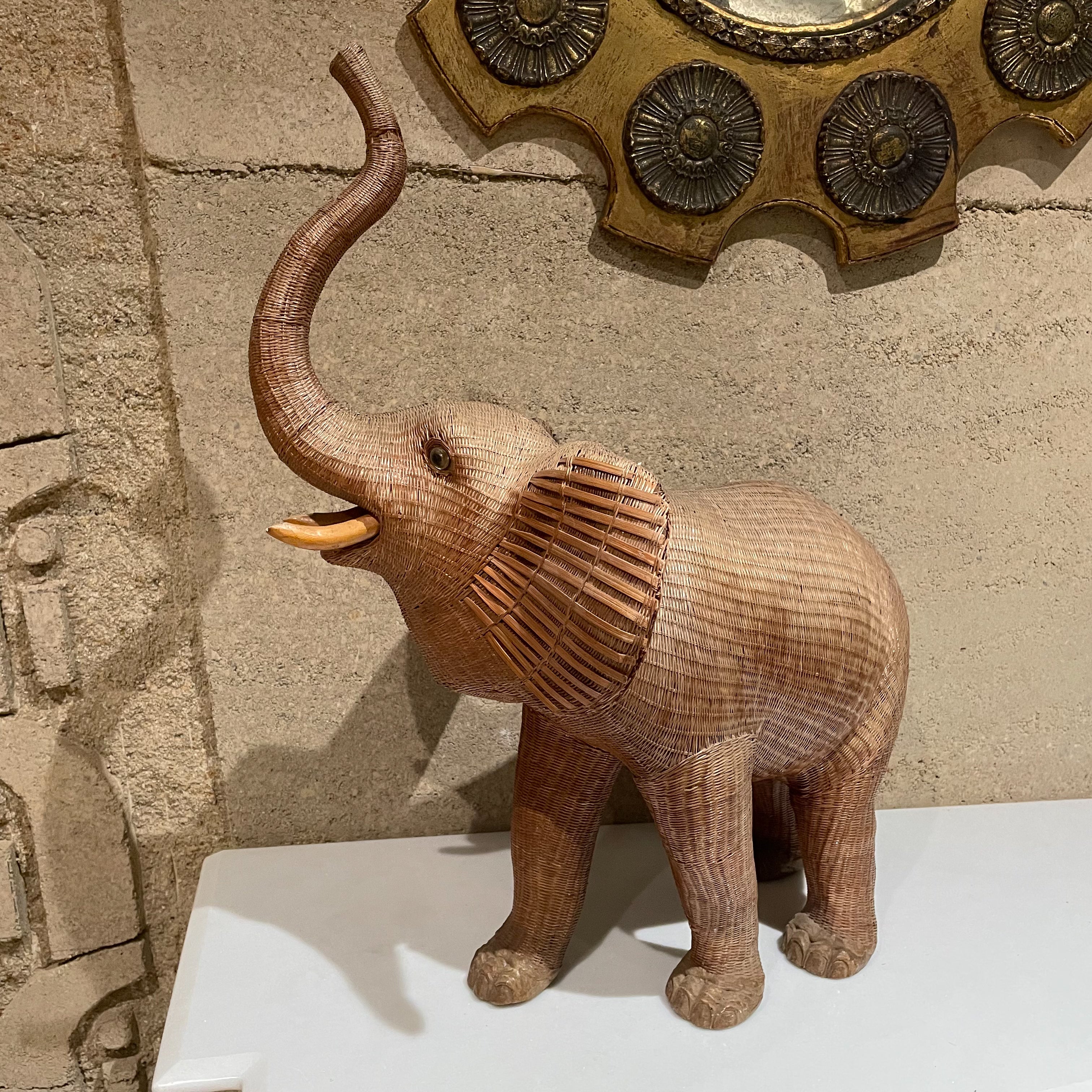 1940s Sculptural Wicker Elephant Decorative Box Style of Mario Lopez Torres