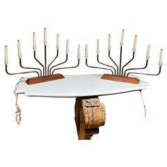 1960s European Menorah Sculptural Table Lamp Set Teak & Brass