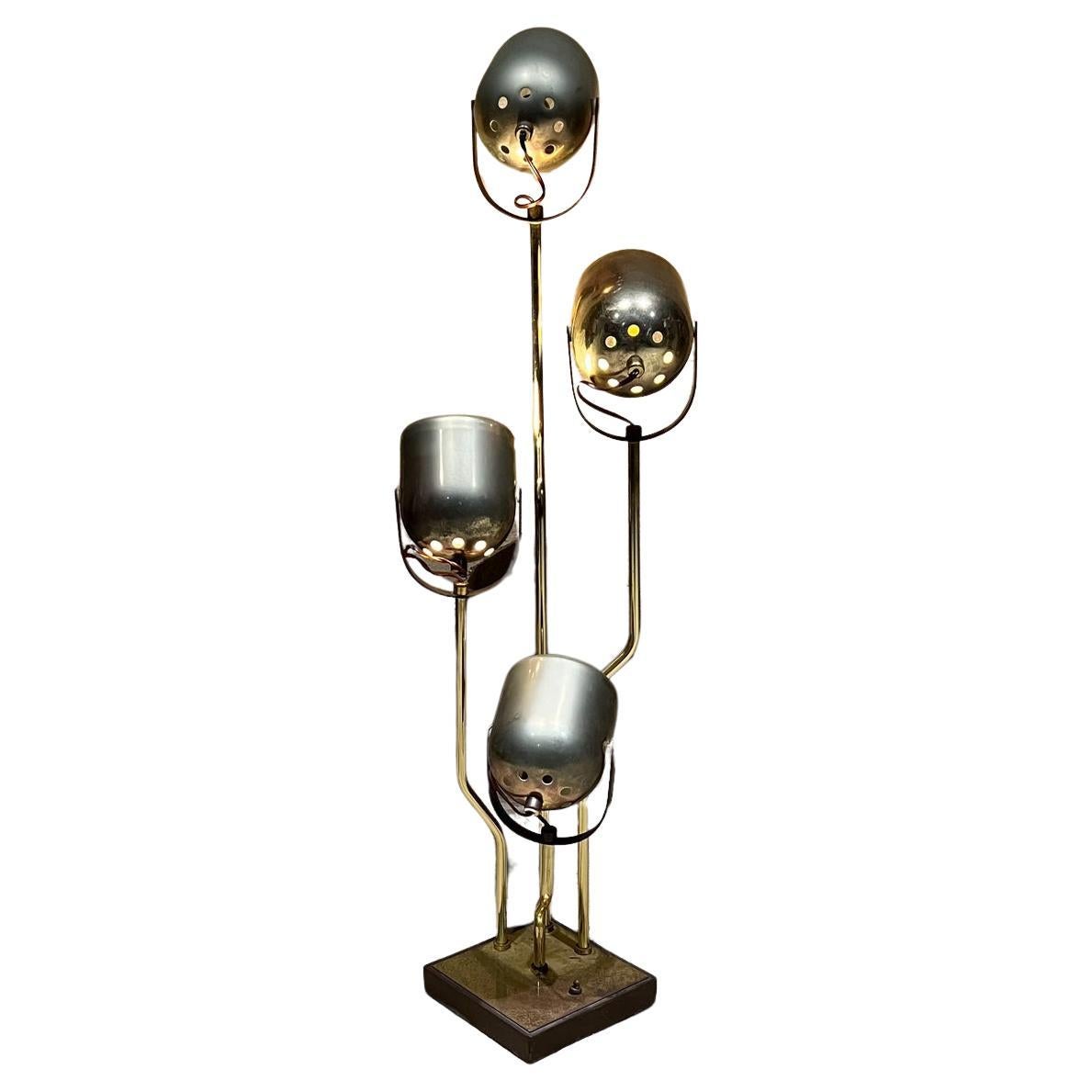 1970s Goffredo Reggiani Brass Floor Lamp 4 Stem Spotlight ITALY For Sale