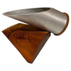 1980s Edgy Studio Design Tube Table Lamp on Wood Block