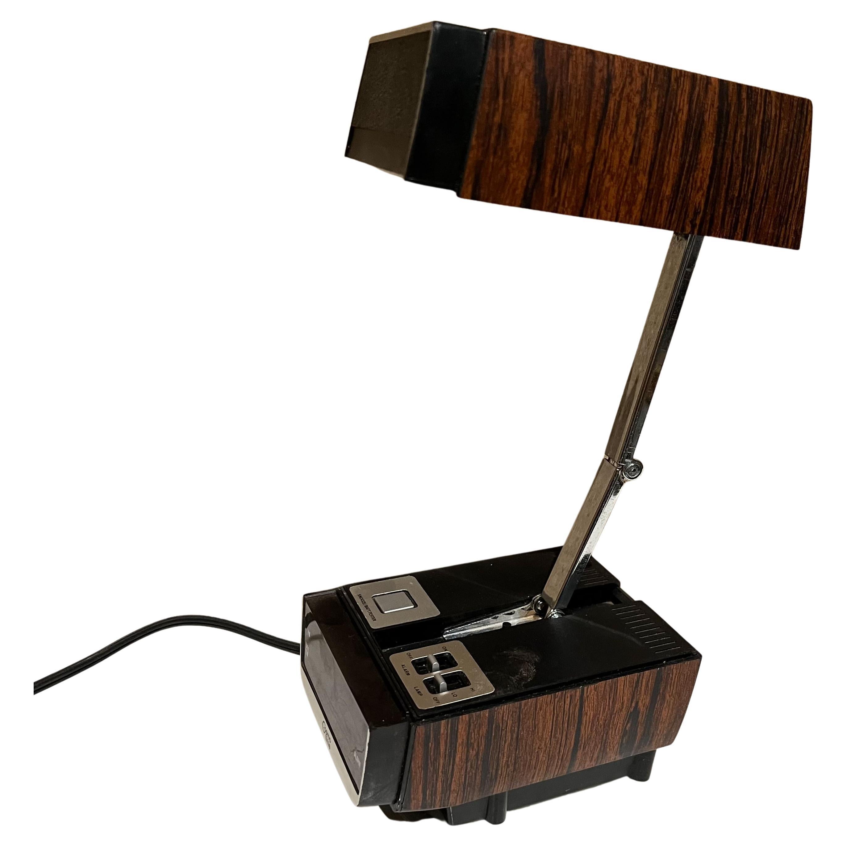 1970s Cosmo Time Folding Portable Hi Intensity Desk Lamp & Digital Alarm Clock For Sale