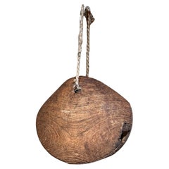 Antique Rustic Cow Bell in Solid Oak, Unattributed, 1930s, USA