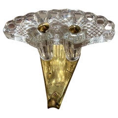1950s Elegant Italian Coat Rack Hooks Brass and Art Glass Set of Four