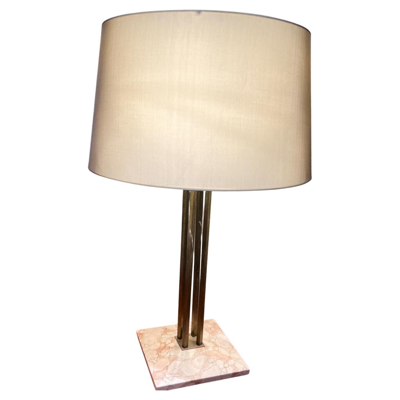 1950s Marble Brass Table Lamp Gerald Thurston Lightolier