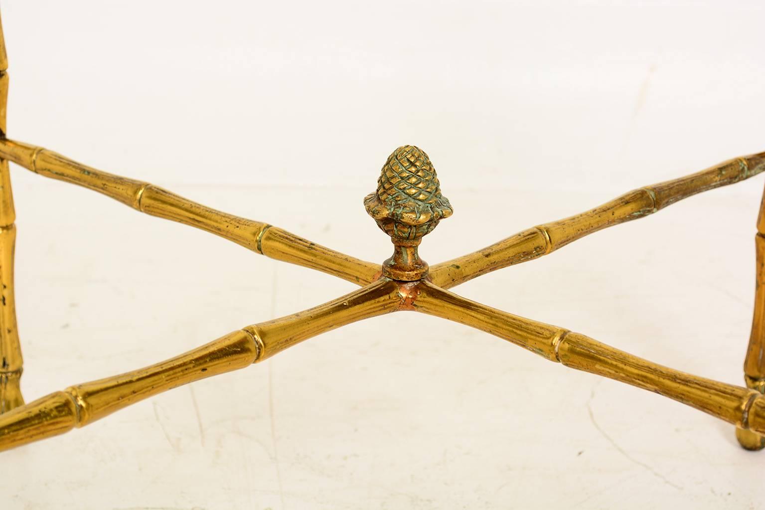 Mid-20th Century Custom Faux Bamboo Brass Side Table by Arturo Pani