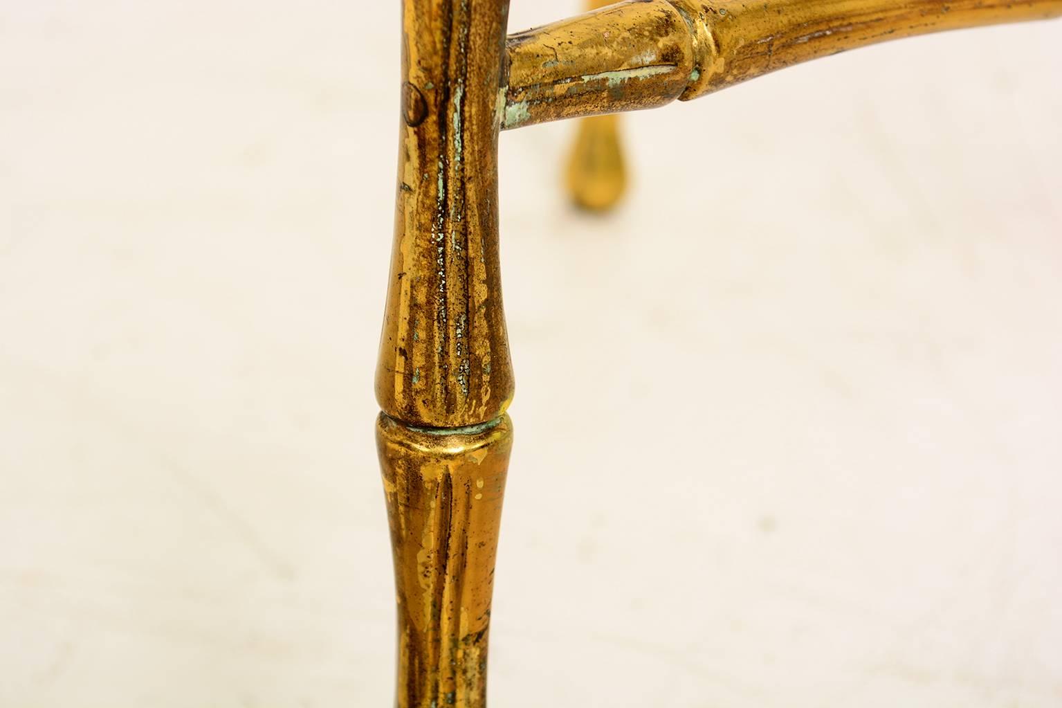 Custom Faux Bamboo Brass Side Table by Arturo Pani 2