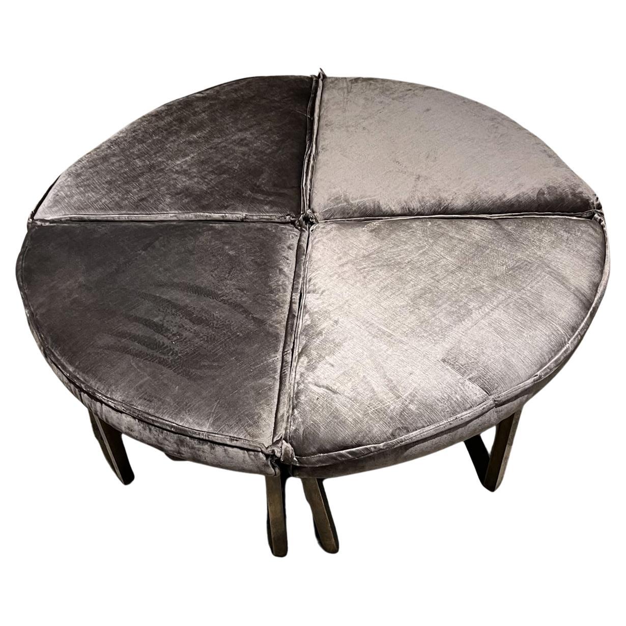 Mid-Century Modern 1950s Style Edward Wormley Dunbar Round Gray Sectioned Bench  For Sale