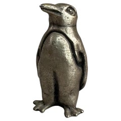 1970s Mini Solid Pewter Penguin Sculpture Figurine Ampersand