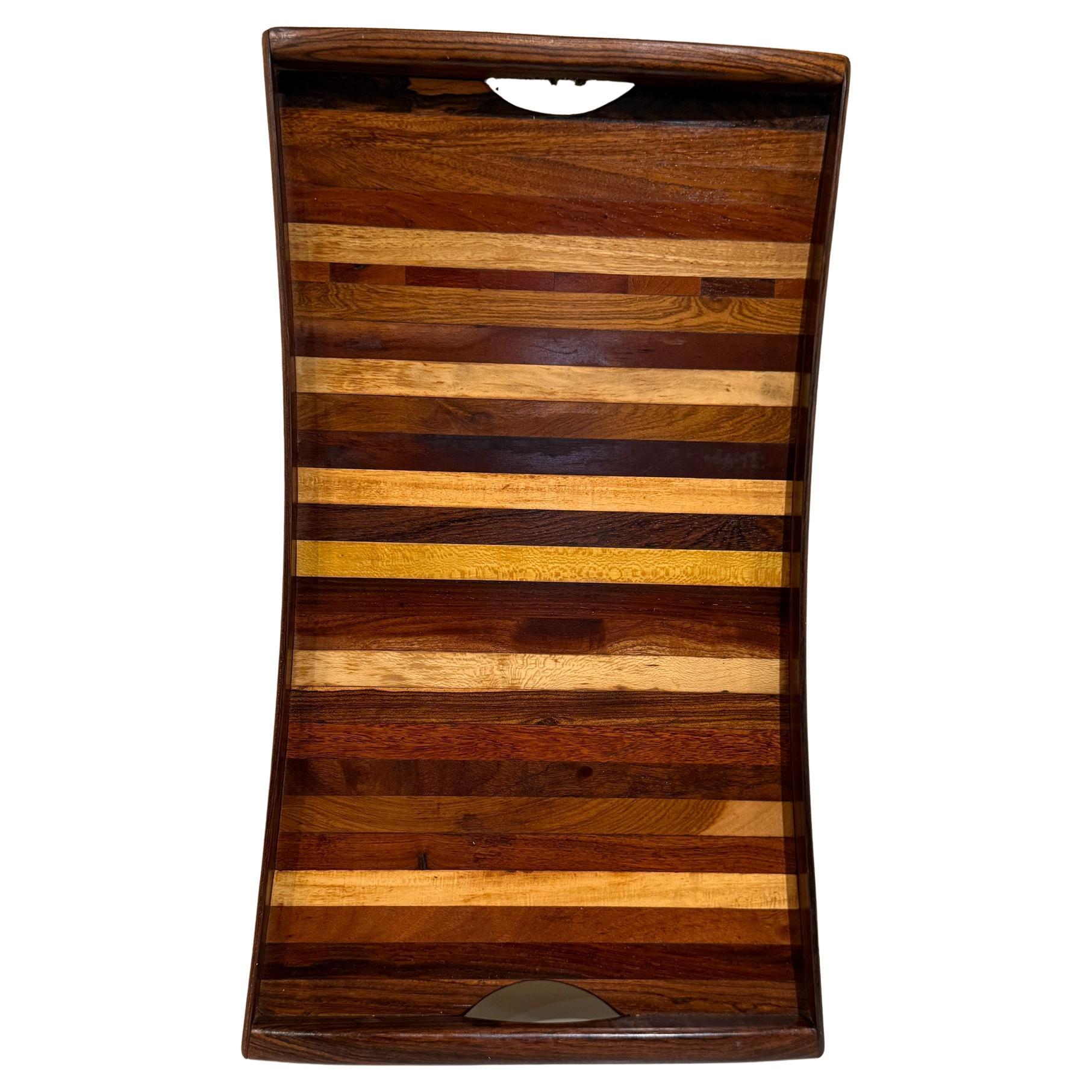 1970s Don Shoemaker for Señal Service Tray Exotic Wood