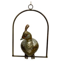 Sergio Bustamante Mixed Metal Cockatiel auf Swing Mexiko, 1970er Jahre