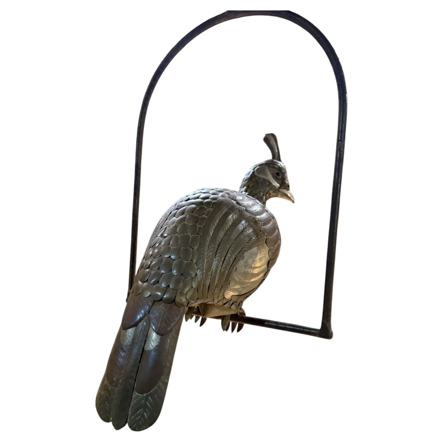 Sergio Bustamante Hanging Metal Parrot Sculpture, 1970s Mexico, Signed