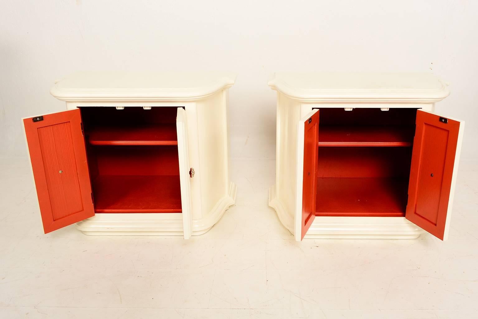 Nickel Pair of Hollywood Regency Nightstands