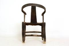 Antique Chinese Yoke Back Chair with Patinated Wood, Horse Shoe Shape