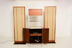 Midcentury Wall Unit Stereo Cabinet in Walnut and Aluminium, 1960s