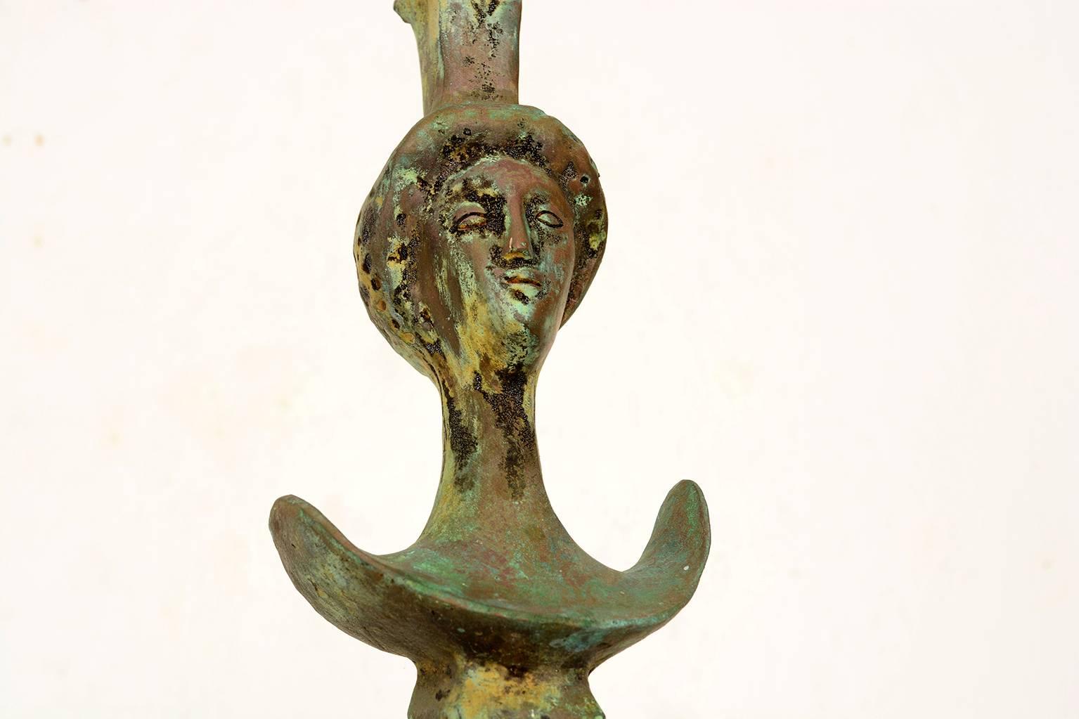 Mid-20th Century Sculptural Floor Lamp, Cast Bronze, Tette De Femme After Giacometti