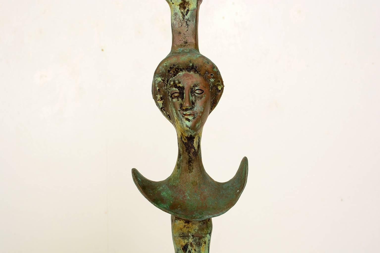 Sculptural Floor Lamp, Cast Bronze, Tette De Femme After Giacometti In Excellent Condition In Chula Vista, CA