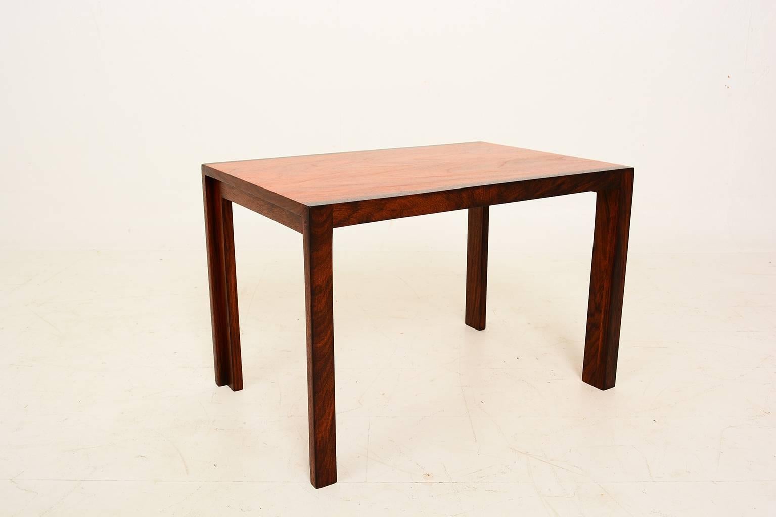 Mid-Century Modern Solid Rosewood and Mahogany Side Table