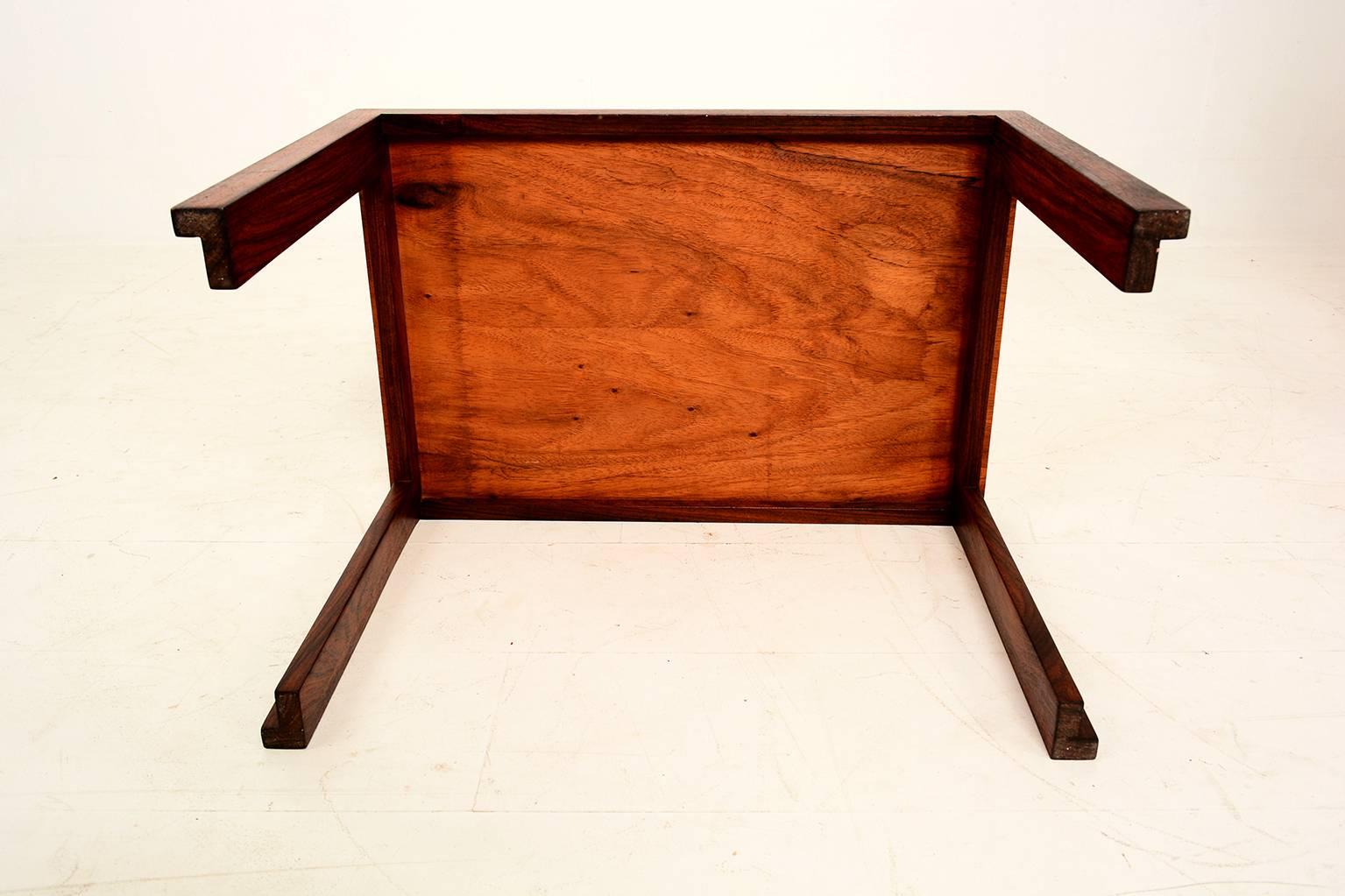 Solid Rosewood and Mahogany Side Table In Good Condition In Chula Vista, CA