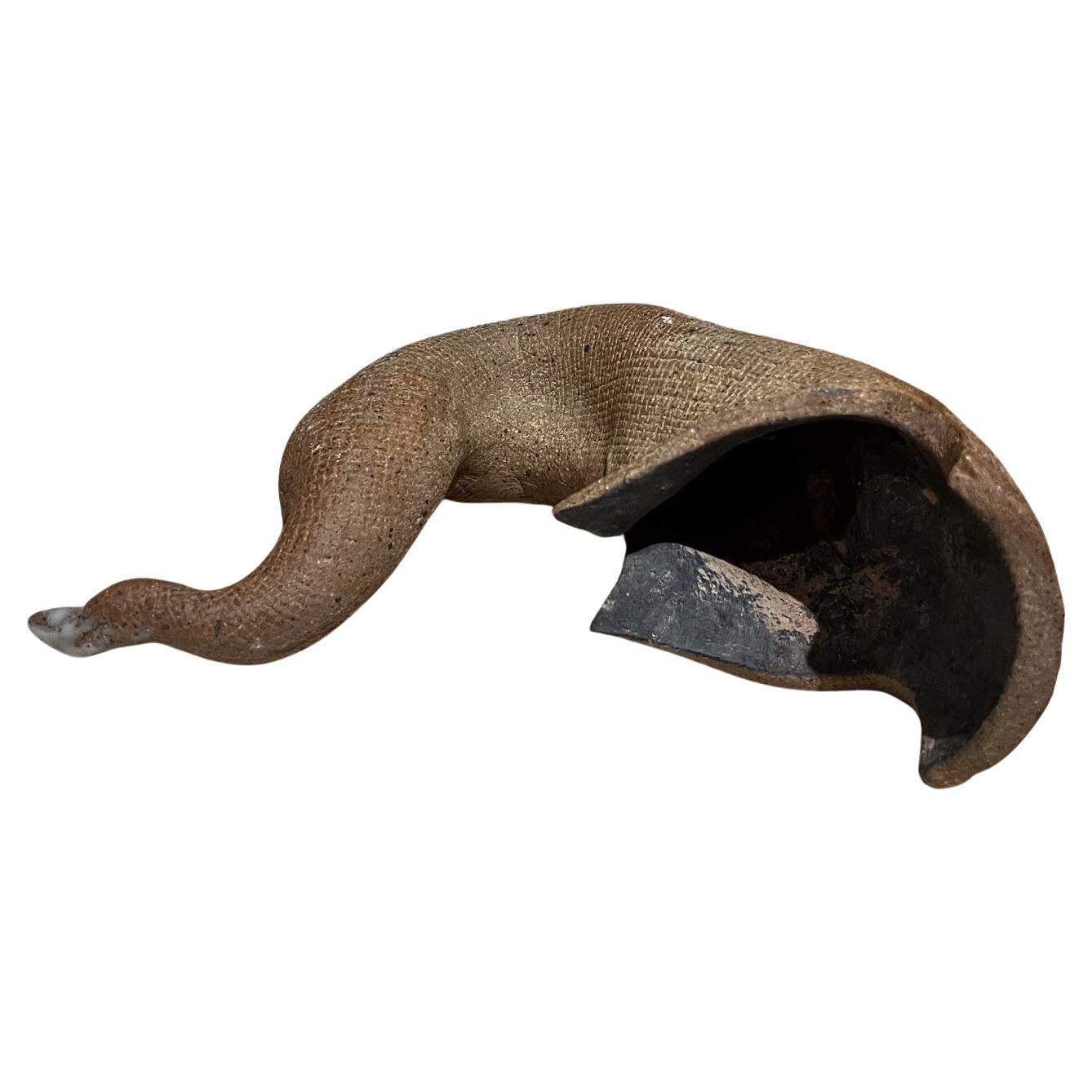 1970s Art Pottery Textured Abstract Horn Sculpture