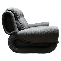 Munari for Poltrona Italian Lounge Chairs Gray Bouclé Italy 1960s