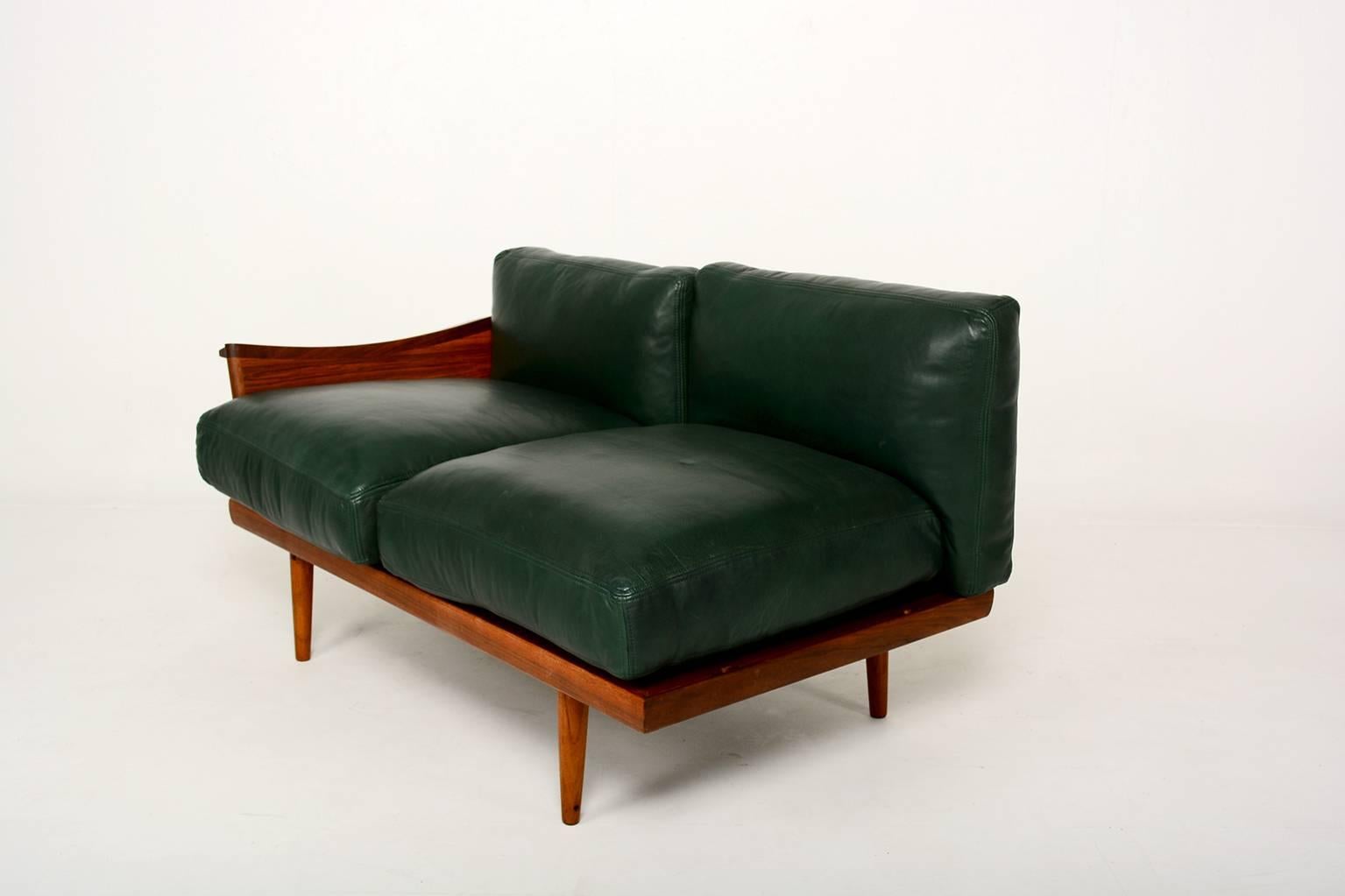 Unknown Scandinavian Sofa Set in Rosewood and Leather