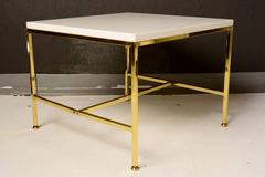 Brass Side Table with Milk Glass Top