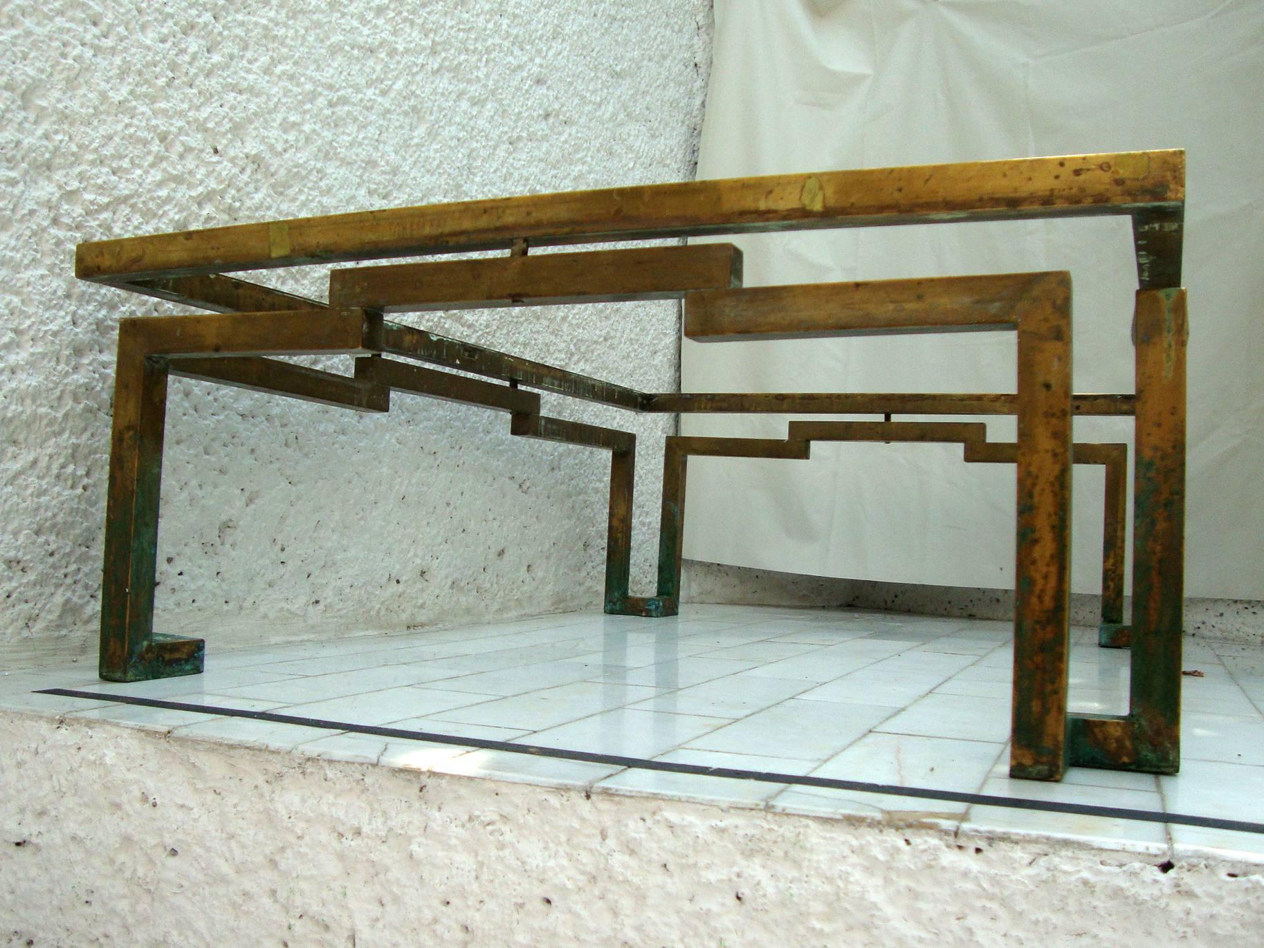 Mid-Century Modern Mid Century Mexican Modernist Arturo Pani Rectangular Coffee Table in Brass
