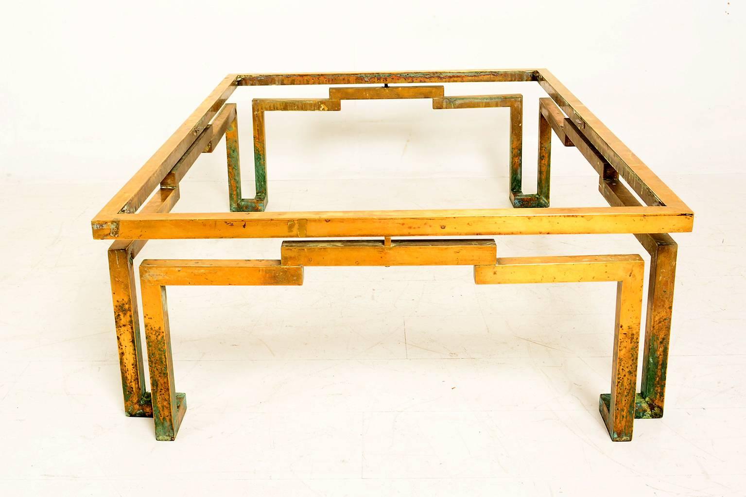 Mid Century Mexican Modernist Arturo Pani Rectangular Coffee Table in Brass 3