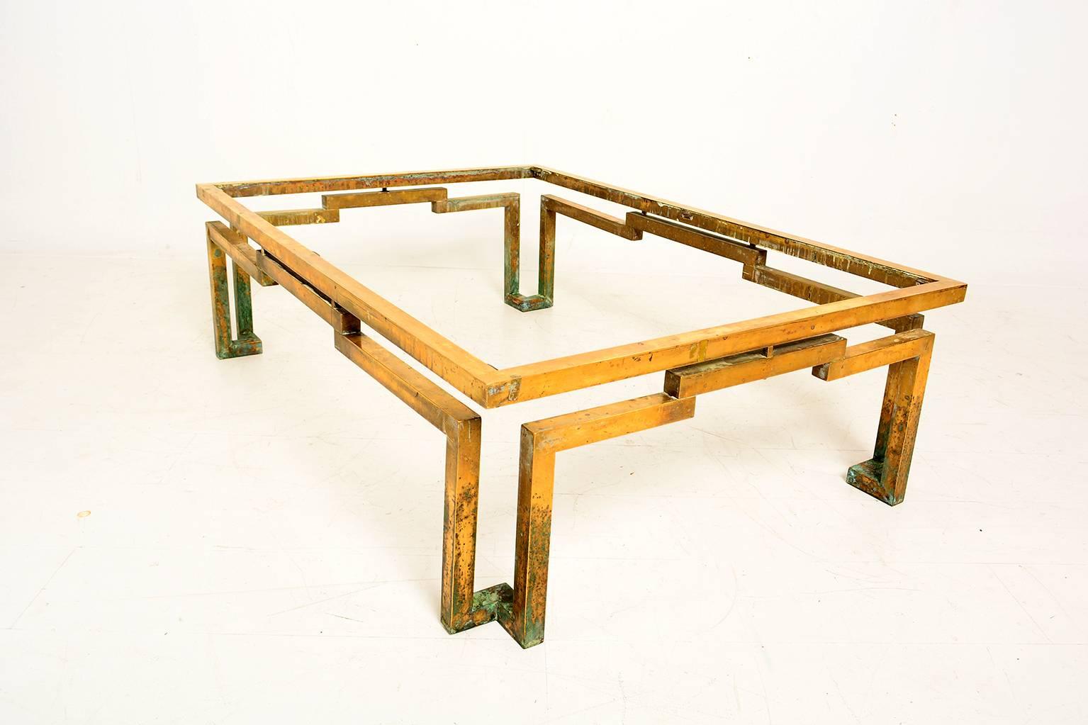 Mid Century Mexican Modernist Arturo Pani Rectangular Coffee Table in Brass 2