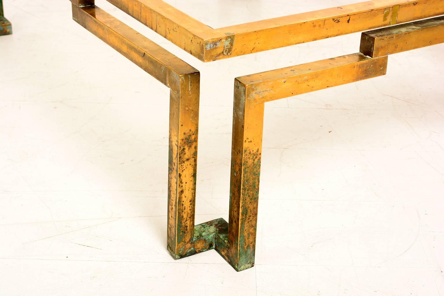 Mid Century Mexican Modernist Arturo Pani Rectangular Coffee Table in Brass 1