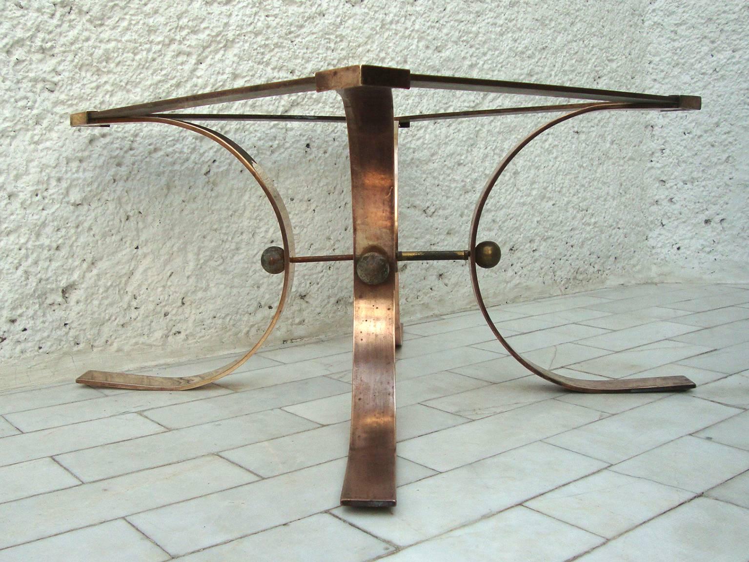 Mexican Sculptural Side Table in Brass Attributed to Arturo Pani