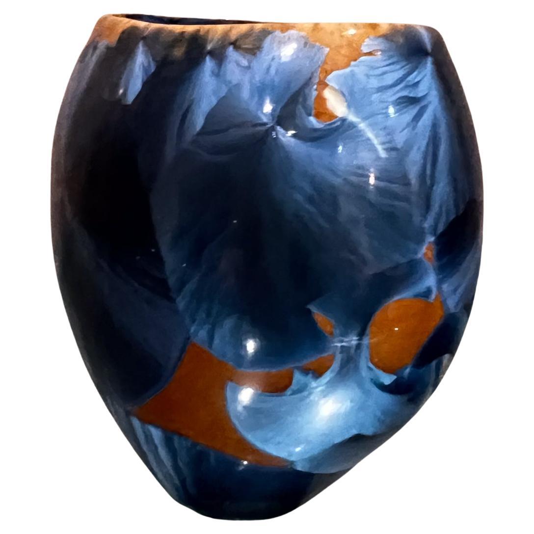 1970s Psychedelic Art Pottery Crystalline Vase Louis Reding For Sale