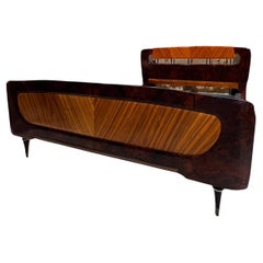 1950s Lavish Exotic Italian Burlwood Queen Bed Style Osvaldo Borsani Milan Italy