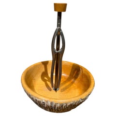 1960s Aldo Tura Carved Wood Bowl and Nutcracker Macabo Italy