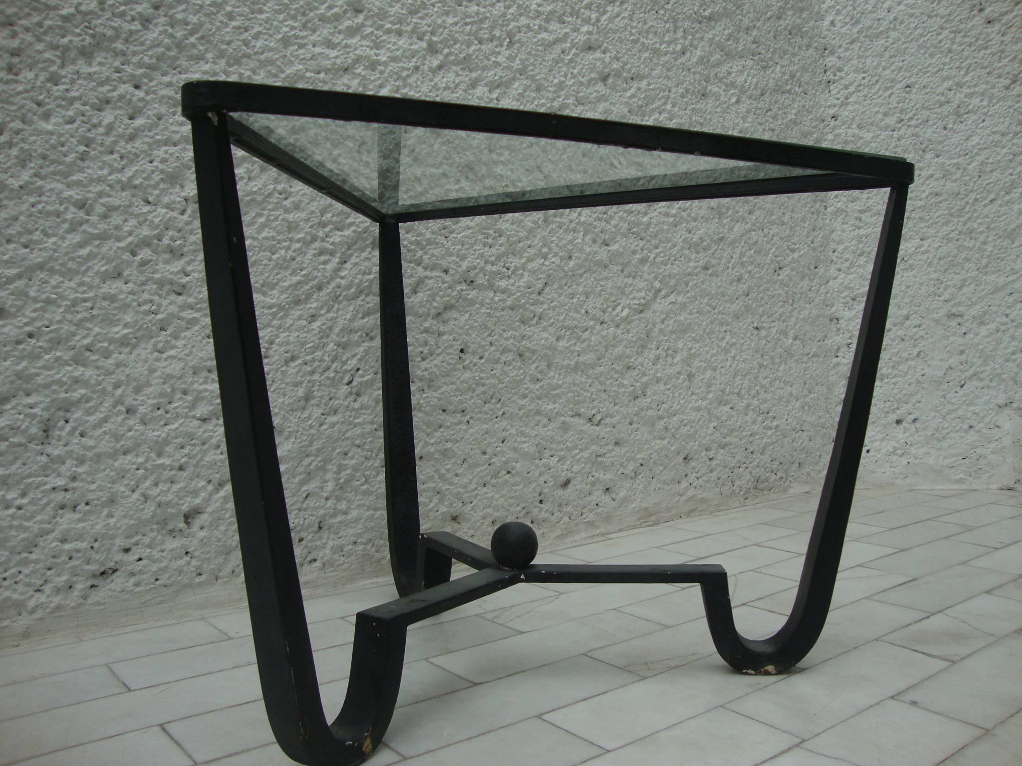 Mexican Mid Century Modern Talleres Chacon Side Table in Forged Iron 