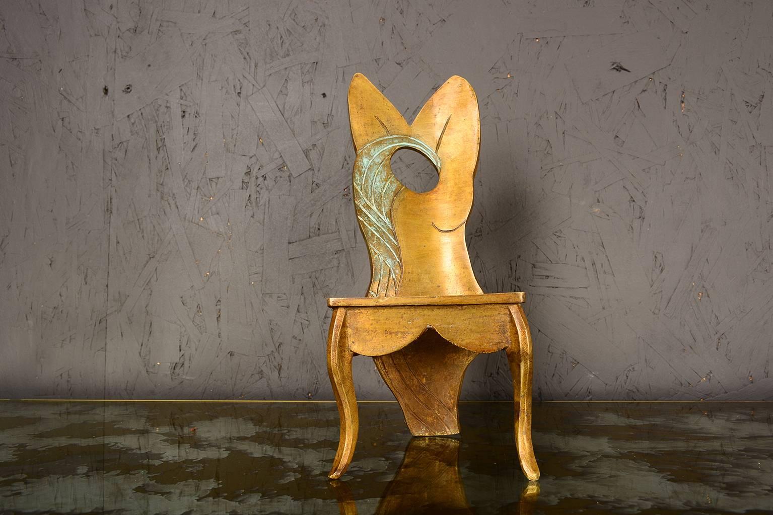 Mexican 1970s Brass Sculpture Female Chair Modern Surrealism Mexico